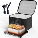 Lunch Bags Built-in Heating Plate - 3-In-1 Portable Electric Lunch Box Works in Car/Truck Lighter Ports and Wall Outlets,12V/24V/110V Mini Oven Food Warmer,Heated for Office Travel Work Meal Reheating (Black)