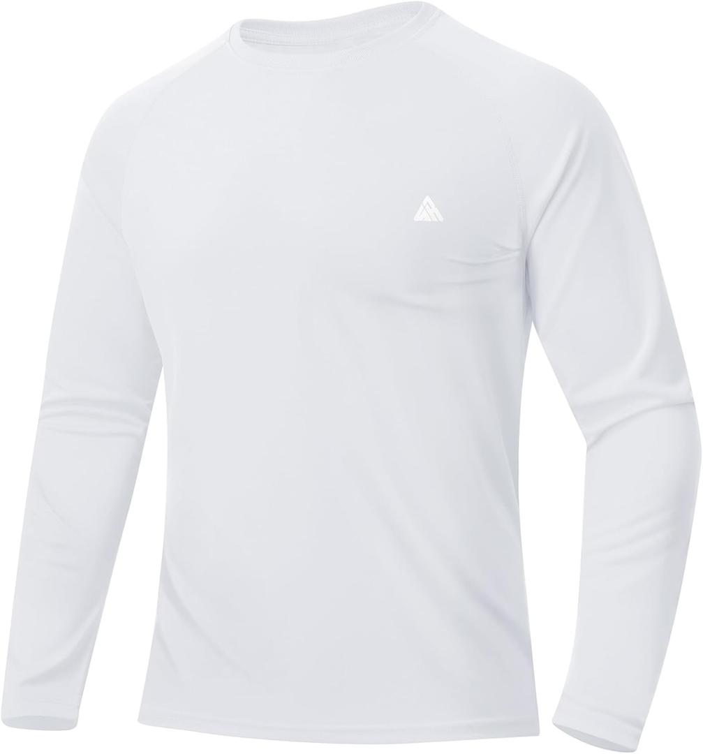 ZITY Men's UPF 50+ Sun Protection Shirts Long Sleeve Lightweight Rash Guard UV SPF Fishing Hiking Running Workout T-Shirt (White, M)
