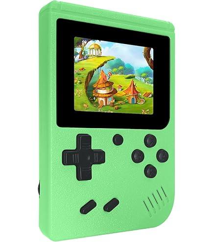 Retro Handheld Games Console, Built-in 400 Video Games, Portable Video Gaming Player with 3.0 Inch IPS Screen and Rechargeable Battery (Green)