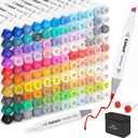 Caliart Alcohol Markers Brush Tip - 121 Colors Dual Tip Art Markers Set for Adult Coloring Books Artist Drawing Illustration Sketching, with Case Permanent Alcohol Based Colored Chisel & Brush Pens