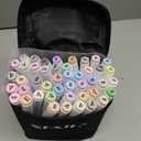 SFAIH Pastel Markers Brush Tip - 51 Brush & Fine Dual Tip Art Markers for Artist Illustration, Adult Coloring Books, Gifts for Artist Adult, Colorless Blender, Enjoy Blending, Carrying Case