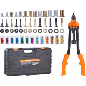 VEVOR 16" Rivet Nut Tool, Labor-Saving Rivnut Tool Kit with 13PCS Metric & SAE Mandrels, 186PCS Rivet Nuts,M3, M4, M5, M6, M8, M10, M12, 1/4-20, 5/16-18, 3/8-16,1/2-13, 8-32, 10-24 with Carrying Case