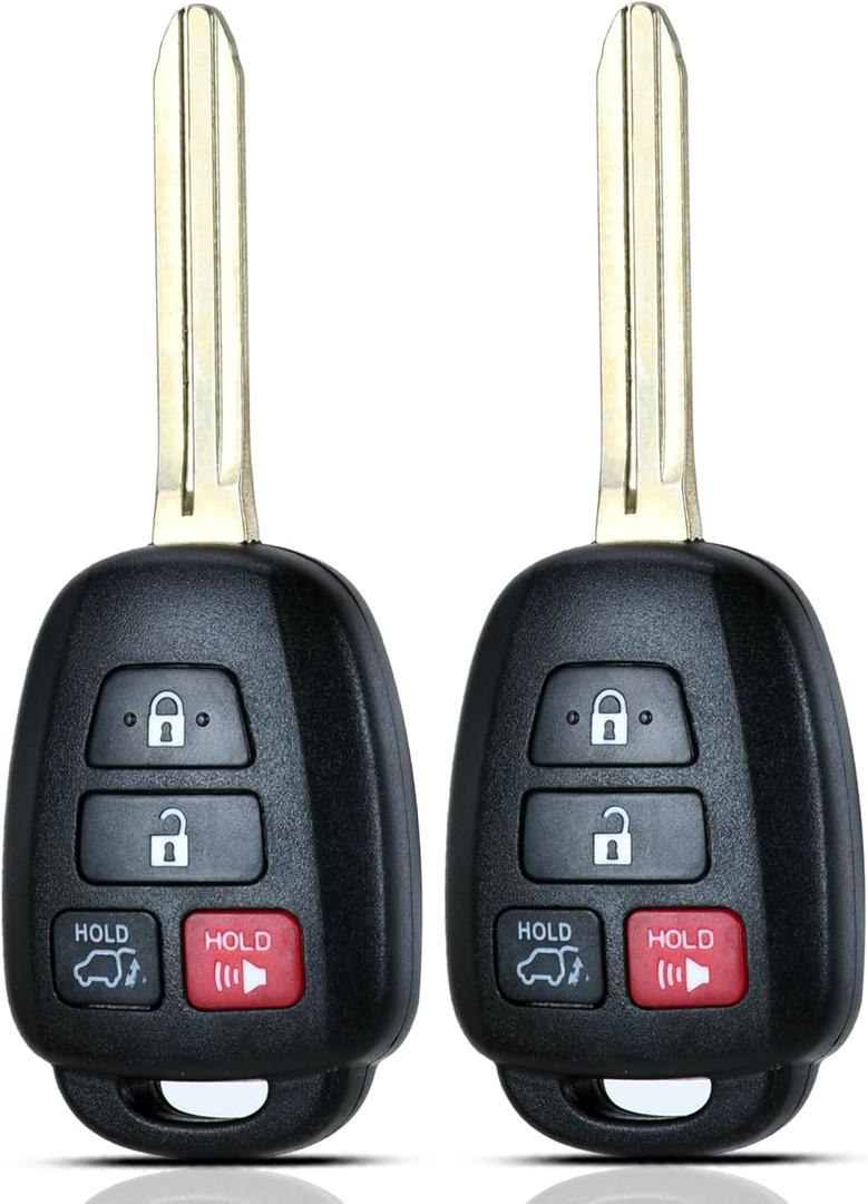 Key Fob Keyless Entry Fits for Toyota RAV4 Highlander Sequoia 2013 2014 2015 2016 2017 2018 Remote Control Key Replacement 4 Button GQ4-52T 89070-0R100 H-Chip (Set of 2)