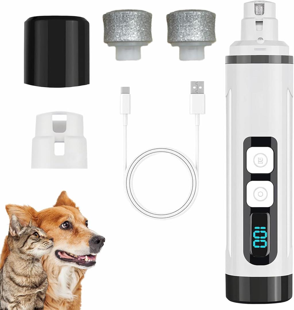 2025 Upgraded Silent Groom Pro Nail Grinder,2-Speed Dog Nail Trimmer with 2 Replacement Grinding Heads,Pet Paws Grooming Smoothing Tool for Cats and Dogs