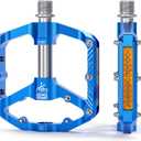 Mountain Bike Pedals with 3 Seal Bearing - 9/16" MTB Pedals Platform Lightweight - Non-Slip Bicycle Pedals for BMX MTB (Blue-Titanium)