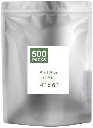 Roll Maven 500 PCS 4" x 6" x 2.4" Stand Up Zipper Pouches Small Mylar Bags for Food Storage Heat Sealable