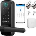 Smart Door Lock with Handle: Olumat Keyless Entry Door Lock with WiFi Gateway - Smart Locks for Front Door with Keypad - Fingerprint Lock