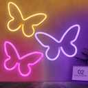 BRIGHTDECK 3 Pcs Butterfly Neon Signs, Neon Light for Bedroom, USB or 3-AA Battery Powered LED Wall Dcor for Valentines Day Birthday Gift, Wedding, Party, Home Decor (Pink, Purple, Warm white)