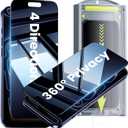 WSKEN for iPhone 17 Pro Max Privacy Screen Protector - [4 Way 360 Anti Spy] [Auto Dust-Remove] 10X Military Shatterproof 4 Directions Zero Bubble Anti Peep Tempered Glass Film for 17 Pro Max (2 PCS Privacy)