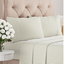 Queen Size 4 Piece Sheet Set - Comfy Breathable & Cooling Bed Sheets Set - Hotel Luxury Bedding for Women, Men, Kids, Teens, Boys & Girls - Deep Pockets and Wrinkle Free - Oeko-Tex - Beige Stripes 2
