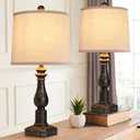 RORIANO 23" Set of 2 Vintage Farmhouse Table Lamp for Living Room Bedroom, Rustic Modern Resin Nightstand Bronze Desk Lamps for Entryway Office, 2 Bulbs Included