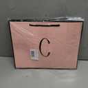 3 x Linelglobal Pink Letter Gift Bag with Handles for Women 12.6" Anniversary Wedding Party Includes Envelope, Card, Wrapping Paper - Initial C, 1 Count