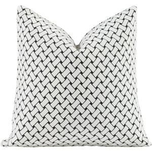 New 20x20'' inches Throw Pillow Cushion Covers - Woven Grid Black Color Chenille Jacquard Embroidery Luxury Modern Style Couch Sofa Bed Pillow Cover for Living Room Bedroom