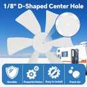 6 Inch RV Vent Fan Blade with 12V D-Shaft Motor, White Bathroom Vent Fan Replacement for RV, Camper, Range Hood, Compatible with Heng's, Elixir, Ventline, Jensen