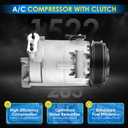 Car A/C Compressor Fit for Chevrolet Equinox, Impala, Malibu, for GMC Terrain, for Buick Regal 2014-2017 Automotive Replacement AC Compressor 22947668 A/C Compressor for Car CO 22285C