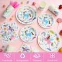144Pcs Unicorn Birthday Party Supplies Decorations Kids Girl Themed Paper Plates Napkins Vintage Party Tableware Disposable Dinnerware for Girl Kid Birthday Baby Shower Table Decor, Serve 24