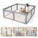 Baby Playpen Portable, Pre-Assembled Play Pen 71x79 Large Foldable Playpen for Babies and Toddlers, Sturdy and Safe Toddler Play Yard Indoor Outdoor with Carry Bag,Light Grey