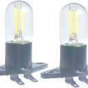 QLEE Led Filament Light 1.5w Z187 Microwave Bulb 125v 20w Equivalent Incandescent Lamps for Galanz Refrigerator Microwave Oven Electrical Range Hood Indicator Light (2 Pack, Z187 Base,5000K)