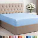 King Fitted Bed Sheet - Bottom Single Fitted Sheet Only - Soft Hotel Luxury Bedding w/ 8-16 Inch Deep Pockets - Breathable, Cooling & Wrinkle Free - Easy-Care, Fade and Shrink Resistant - Light Blue