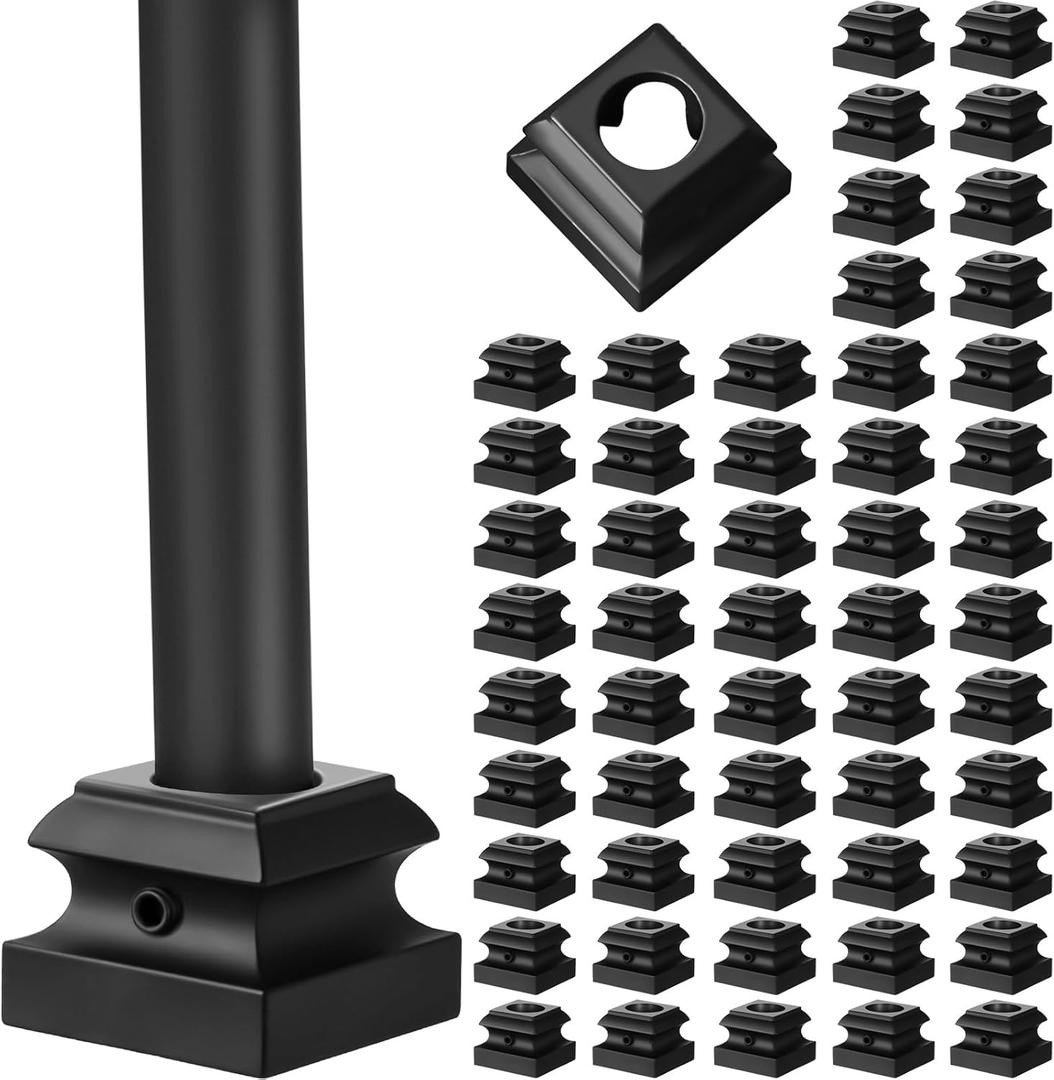 Dunzy Iron Baluster Shoes Flat Shoe with Screw Set Suitable for 5/8 Inches Round Staircase Balusters Metal Baluster Hardware Shoes Spindle Railing Indoor Outdoor Handrail (64 Pcs)