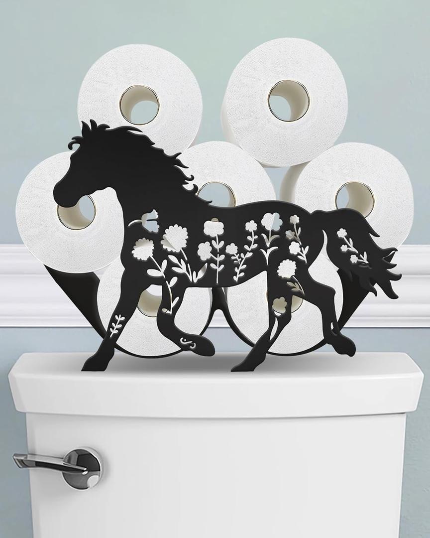 Horse Toilet Paper Holder Stand for Extra 8 Rolls, Funny Dwarf Decorative Free Standing Toilet Paper Storage, Farmhouse Bathroom Animal Decor Accessories Storage Cabinet