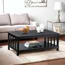 ChooChoo Mission Coffee Table, Black Wood Living Room Table with Shelf, 40 Black, 22"D x 39.9"W x 18.1"H