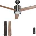 52 Inch Ceiling Fan Brushed Nickel Remote Controlled Dimmable Light Combo - Quiet Reversible - 3 Blades