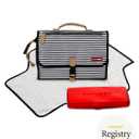 Skip Hop Pronto Signature Portable Changing Mat, Cushioned Diaper Changing Pad with Built-in Pillow, Black Stripe