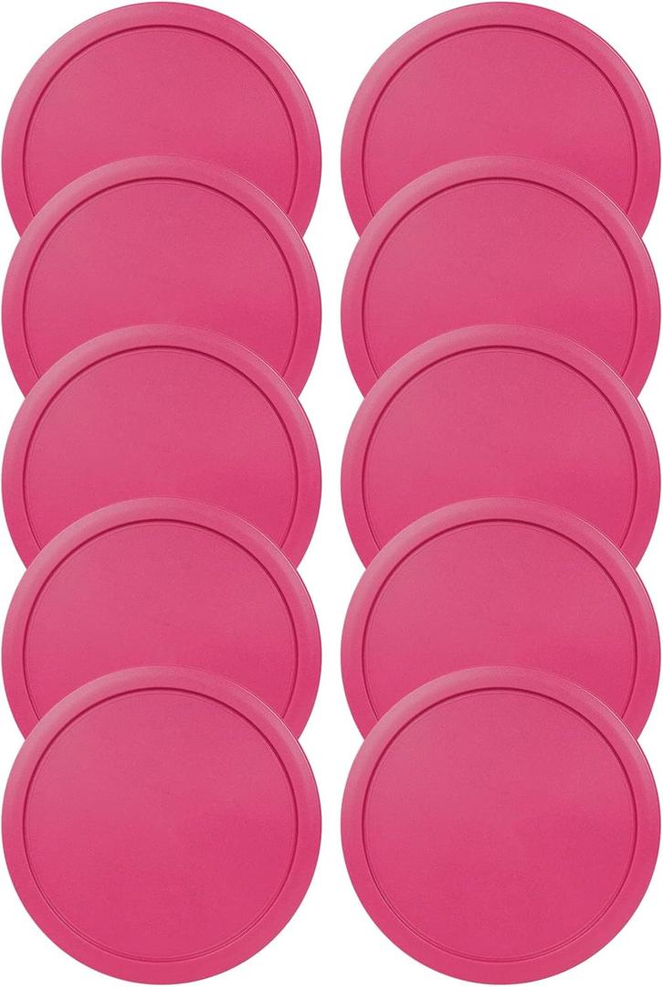 Replacement Lids fits Pyrex 4-Cup Glass Food Storage Container Bowls, 6-Inch Plastic Round Lids Covers for Pyrex 7201-PC, Airtight & Leakproof (10-Pack, Fuchsia)