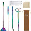 hygger 6-in-1 Long Aquarium Aquascaping Tools Kit, Color Stainless Steel Premium Aquatic Plant Tweezers Scissors Spatula Kit Comes with 1 Tool Holder and 1 Cleaning Cloth, for Fish Tank Starters