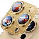 Uyiton for iPhone 14 Pro/iPhone 14 Pro Max Camera Lens Protector, [Drop Protection] 9H Tempered Glass Camera Cover Screen Metal Ring Case Friendly Scratch Resistant Easy to Install - Gold