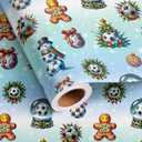 Altarho Soccer Christmas Wrapping Paper Roll for Kids Girls Women - Snowman Gingerbread Design Gift Wrap for Xmas Holiday Total 28.5sq.ft