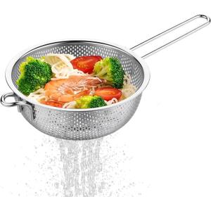 GREATLINK Fine Mesh Strainer and Colander for Kitchen with Handle, Stainless Steel Pasta Strainer/Kitchen Funnel/Collander/Sifter for Strain/Wash Vegetables, Fruits, Spaghetti, Rice (10)