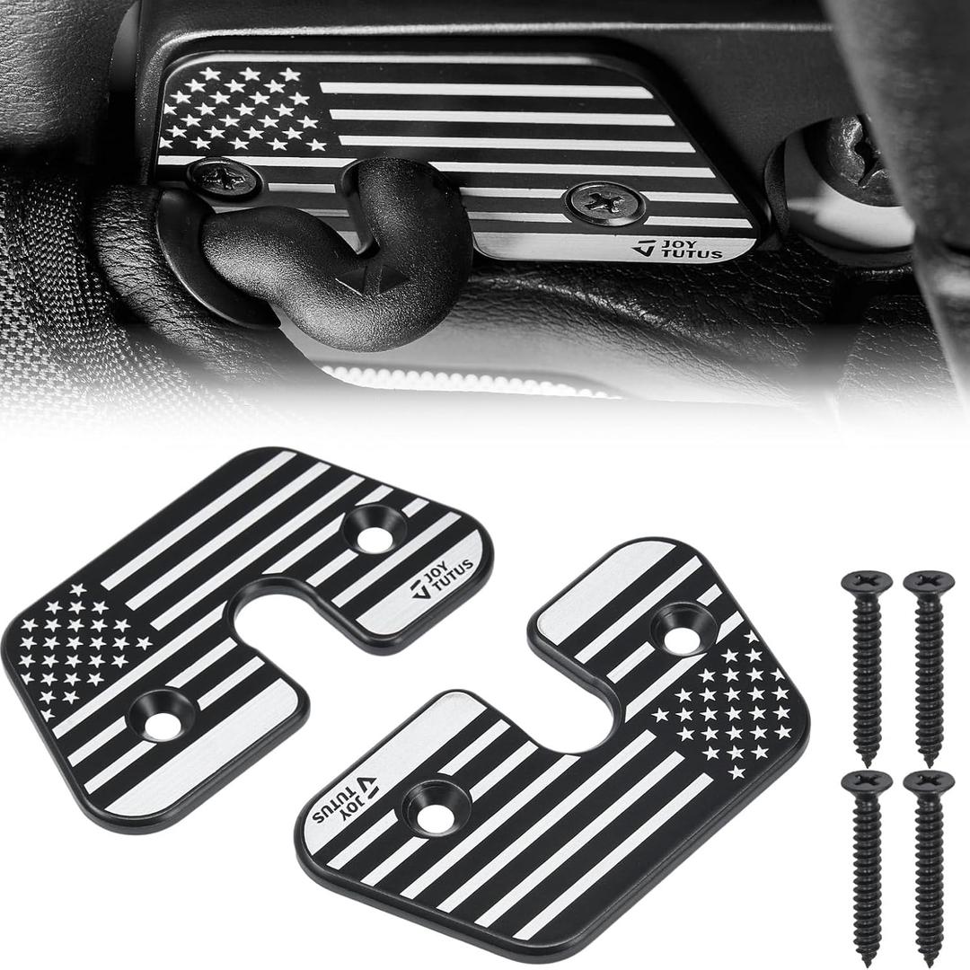 JOYTUTUS Sun Visor Repair Kit, Heavy Duty Visor Clips Compatible with Wrangler JK 2018, JL 2018-2023, 2020-2023 Gladiator, Used for Repairs Vehicle Sagging Sun Visor - 2 PCS (Black & White (Flag))