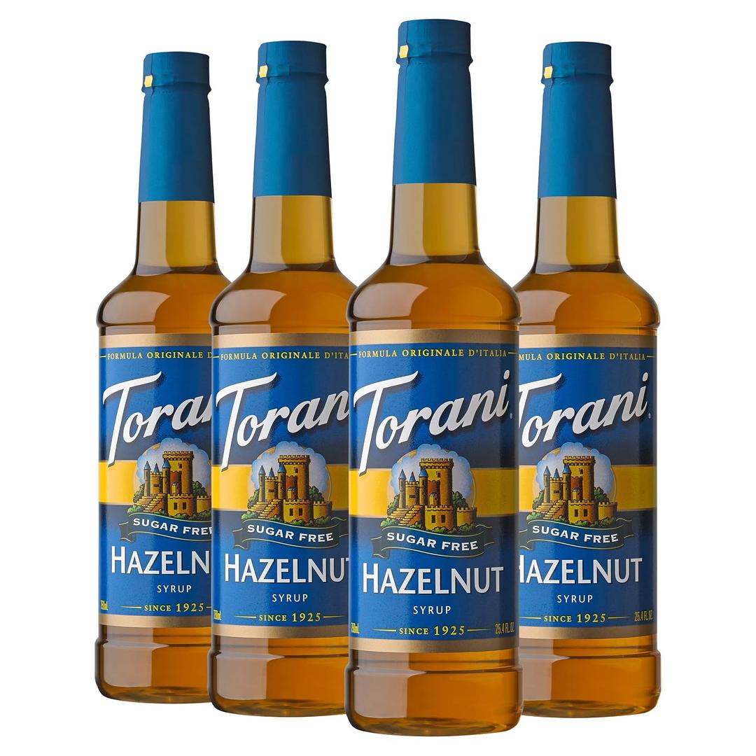 Torani Sugar Free Hazelnut Flavored Drink Syrup, 25.4 fl oz (Pack of 4) BBD:03-27-28