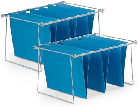 Blue Summit Hanging File Bars For File Cabinet, Letter Size, 13x17.5, Metal Files Holder Bars on Desktop, File Drawer Organizer Insert, Filing Cabinet Organizer Insert, Set of 2