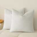 a moment Pack of 2 White Stain-Resistant Throw Pillow Covers Pet-Friendly Pillowcases Cushion Covers for Sofa Couch Bed Outdoor Waterproof 18x18 Inch