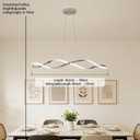 39 Inch Modern LED Pendant Light, Remote Control Dimmable Adjustable Height, DIY Kitchen Island Lighting & Dining Room Chandelier, Chrome Plated Energy Saving Linear Chandelier, L100cm