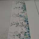 Sage Green Leaf Table Runner Spring Eucalyptus Plants White Tablerunners 13 x 48 Inch , Table Decorations Tabletop Scarf for Winter Family Gathering Holiday Farmhouse Kitchen Dining Decor for Home