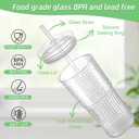 Luiaiog Glass Cups with Lids and Glass Straws, High Borosilicate 20OZ Tumblers (2Pcs) for Coffee, Tea, Juice, Smoothies, Hot/Cold Drinks at Home, Office