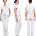 VIAOLI Scrubs for Women - V-Neck Top & Cargo Pants Uniform Womens Medical Scrubs Set for Nurses, Doctors, Size L