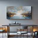 Blue Gray Abstract Wall Art Prints 24"x48" Minimalist Wall Art For Bedroom
