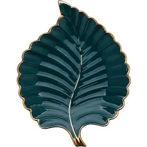 VanEnjoy Candy Dishes Decorative, Key Bowl for Entryway Table, Green Ceramic Bowl Decorative, Decorative Bowl for Keys, Leaf Jewelry Plate Tray