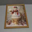 Vintage Snowman Christmas Wall Art, Cute Snowman Canvas Prints Poster, Winter Farmhouse Painting Artwork Picture, Rustic Holiday Christmas Wall Decor for Living Room Bathroom 12x16 Inch Framed