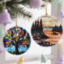 2 x Serene Mountain Sunset Christmas Ornaments: Christmas Tree Decorations & Holiday Ornaments  Holiday Presents, Gift Ideas for Friends, Coworker, Family, and Nature Lovers