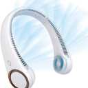 CIVPOWER Neck Fan: Portable Personal Neck Cooling Rechargeable Bladeless Fan - Hands Free 3 Speed 4000 mAh Battery USB Operated Wearable Headphone Design - Gift for Men Women Outdoor (White)