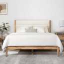 KISLOT Wood Bed Frame with Headboard Upholstered Platform Mattress Foundation,Strong Wooden Slat Support,No Box Spring Needed, Full