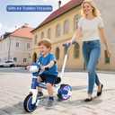 5 in 1 Tricycle for Toddlers 1-3 Year Olds, Push Trike Toys with Light Wheels & Music Front, Toddler Balance Bike for 2-4 Years Old Boys Girls, Birthday Gifts for 1 2 3 Kids Bike (Blue Flash Wheel)