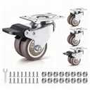 1.5 Inch Caster Wheels Set of 4, 396LBS Load Capacity Plate Caster Wheels, Furniture Casters for Cabinet, Table, Workbench (2 with Brake and 2 Without)