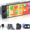 6.9Single Din Radio Car Stereo with Apple CarPlay & Android Auto, Car Radio UHD in-Cell Touchscreen, 1080P Backup Camera, Mirror Link, Bluetooth 5.3, GPS, AM&FM, USB & Type-C Fast Charging, EQ, SWC